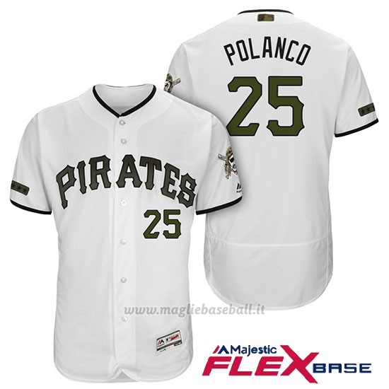 Maglia Baseball Uomo Pittsburgh Pirates Gregory Polanco Bianco 2018 1ªAlterner Flex Base